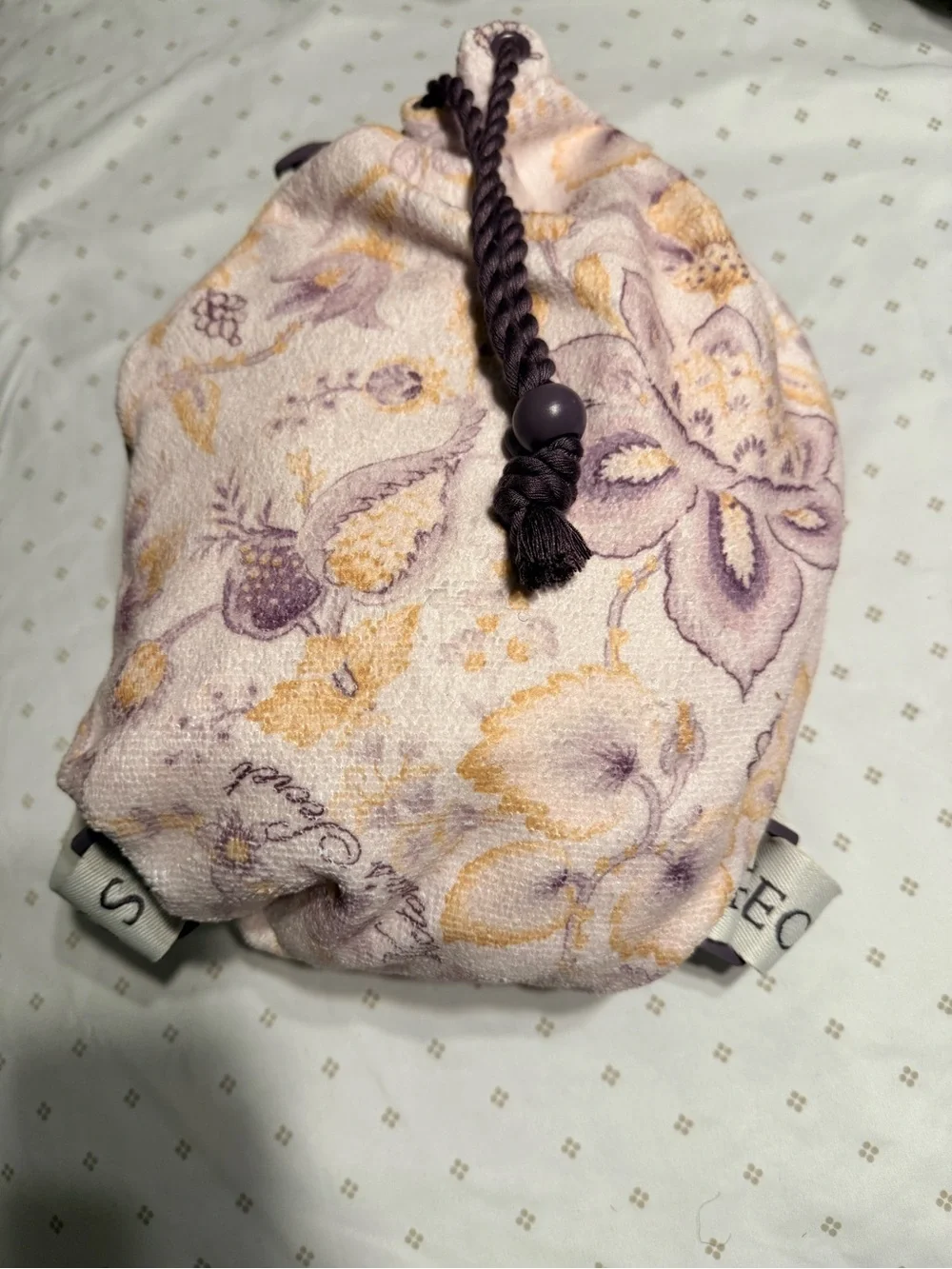 Victoria's Secret Pink & Lavender Floral Drawstring Pouch with Branded Ribbon